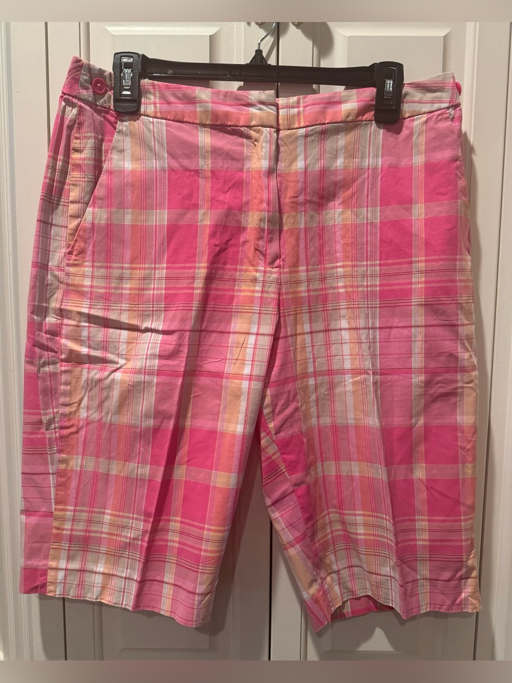Women’s Larry Levine Pink Plaid Bermuda Shorts - Size 12